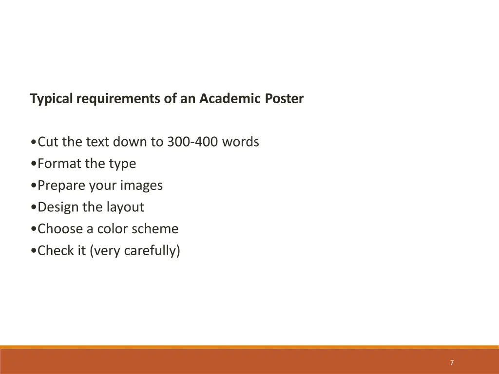 typical requirements of an academic poster