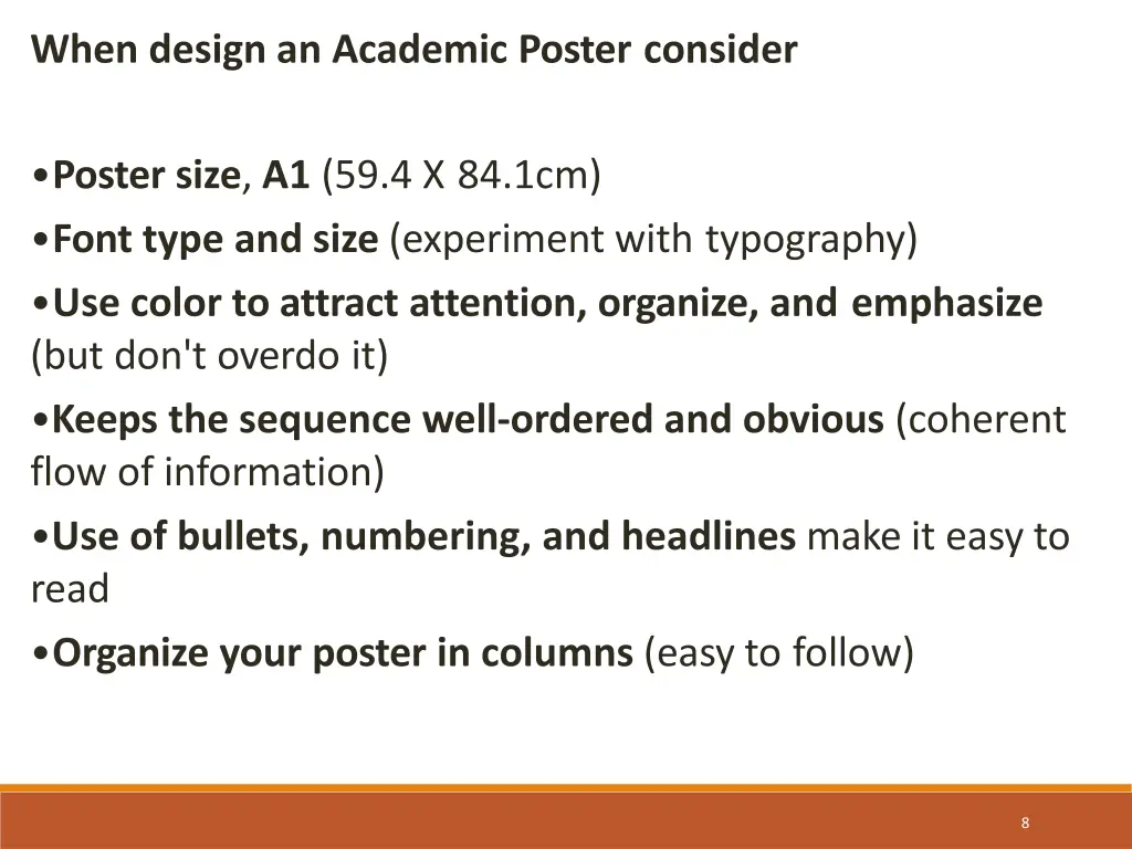 when design an academic poster consider