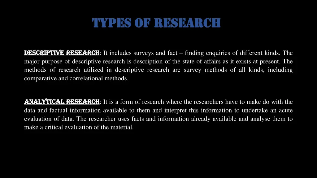 types of research types of research