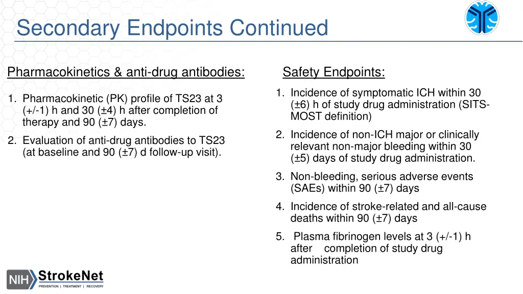 secondary endpoints continued