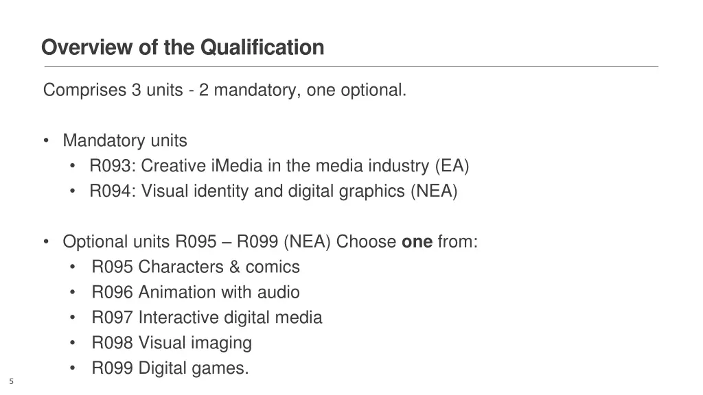 overview of the qualification 1