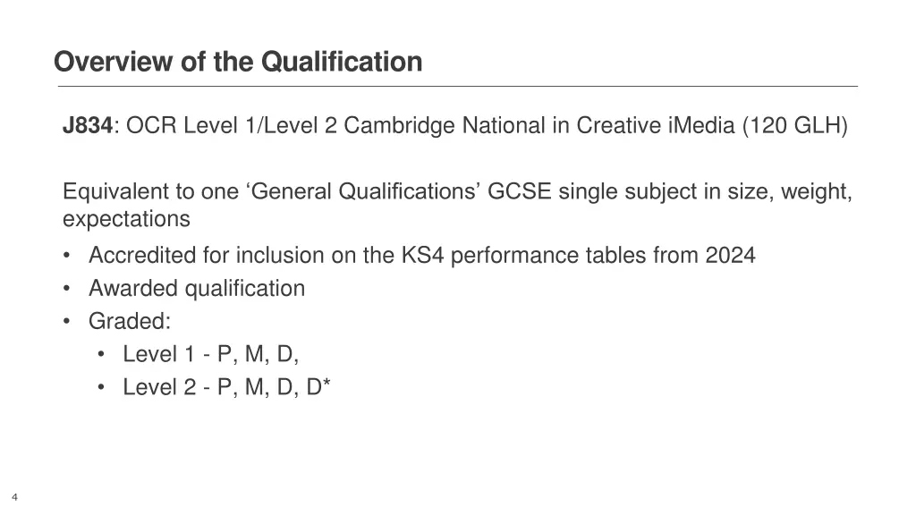 overview of the qualification