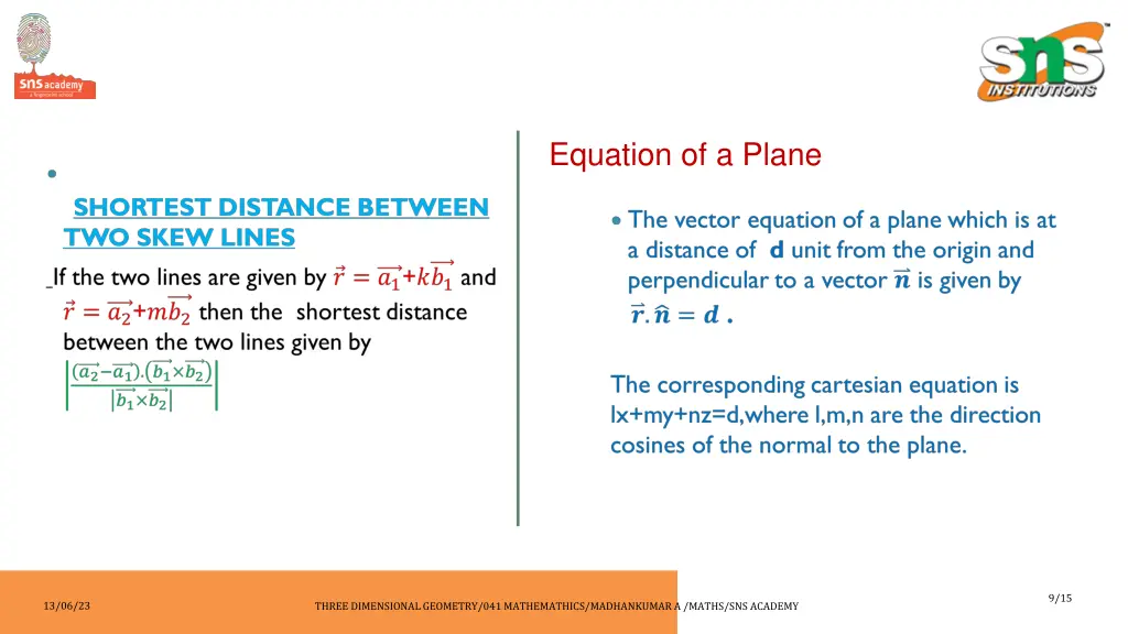 equation of a plane