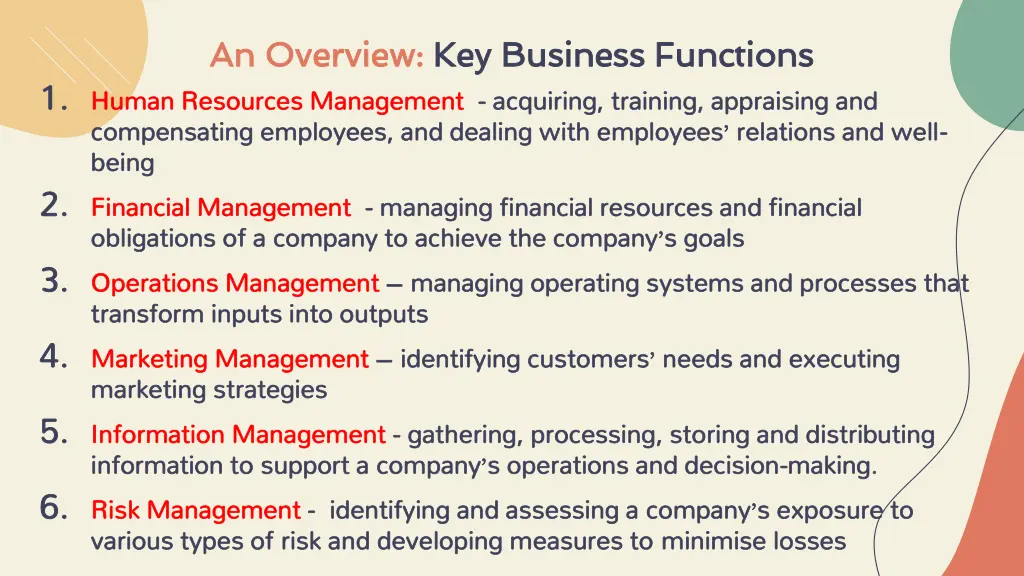 an overview an overview key business functions