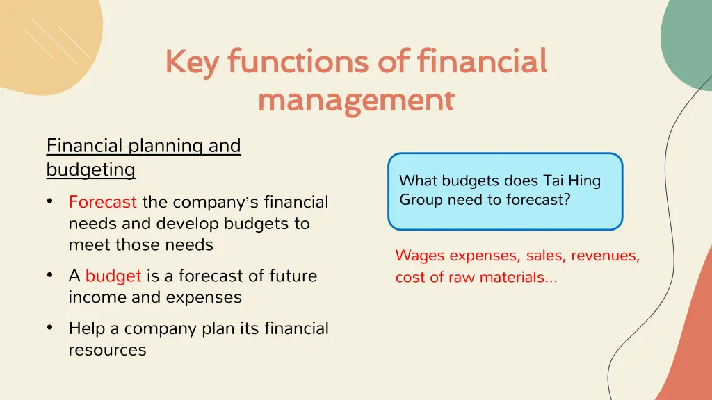 key functions of financial key functions 1