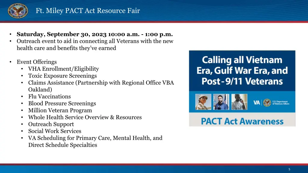 ft miley pact act resource fair