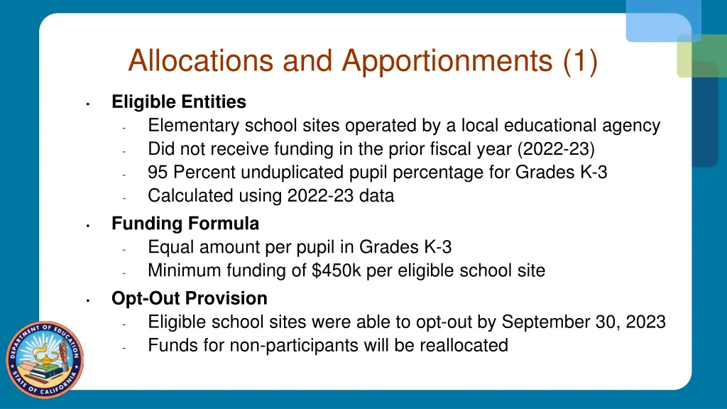 allocations and apportionments 1