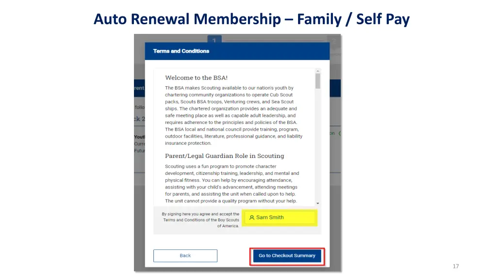 auto renewal membership family self pay 2