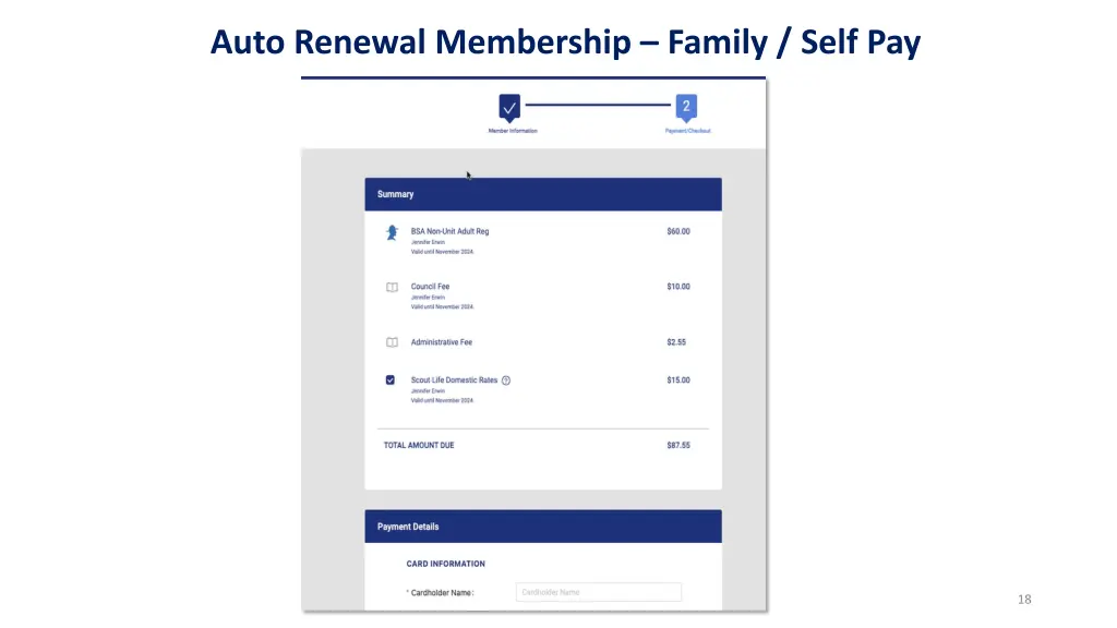 auto renewal membership family self pay 3