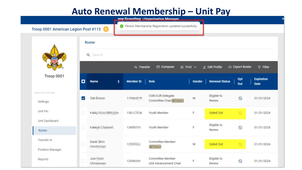 auto renewal membership unit pay 3