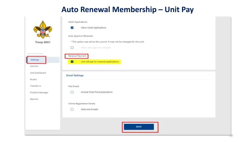 auto renewal membership unit pay