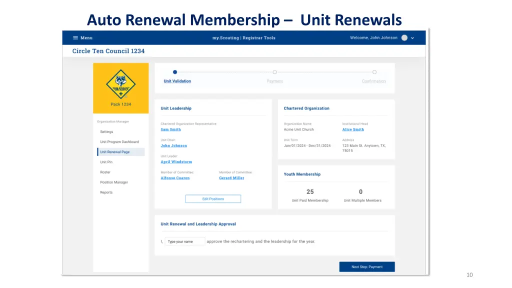 auto renewal membership unit renewals