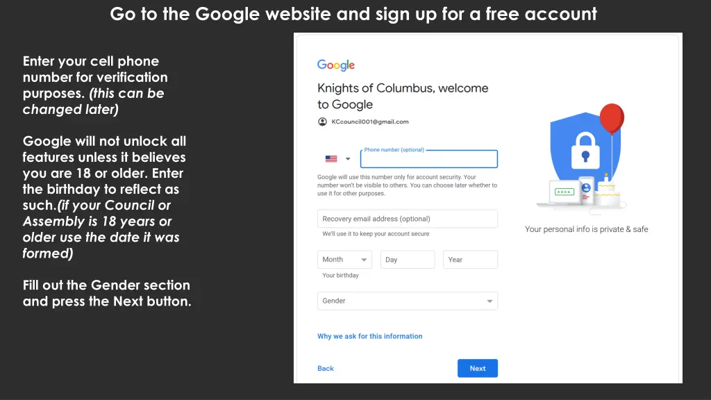 go to the google website and sign up for a free 4