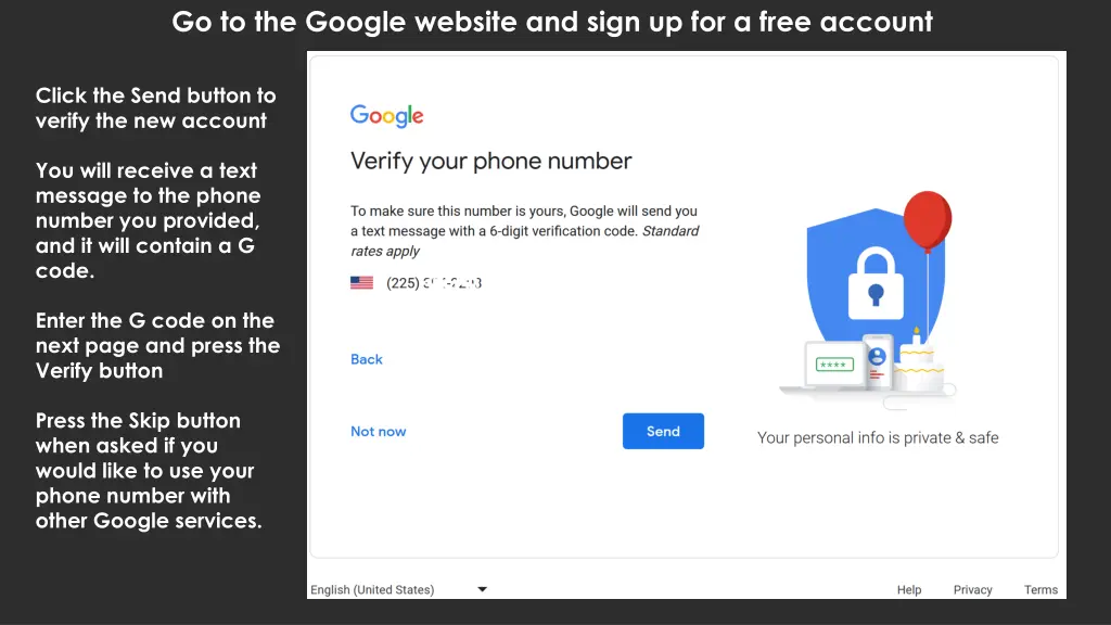 go to the google website and sign up for a free 5