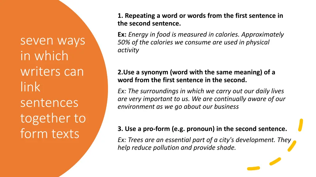 1 repeating a word or words from the first