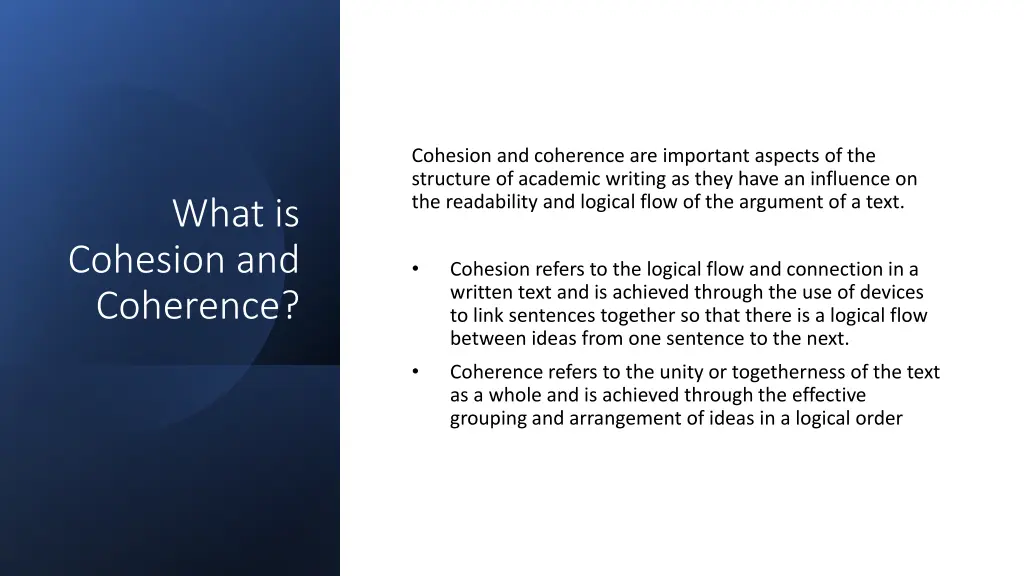 cohesion and coherence are important aspects