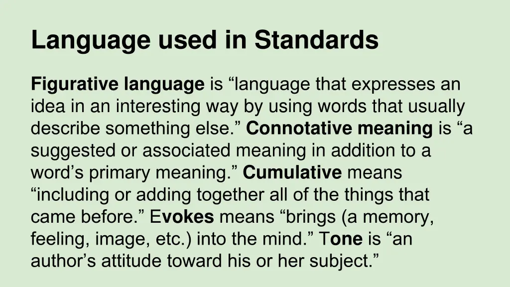 language used in standards