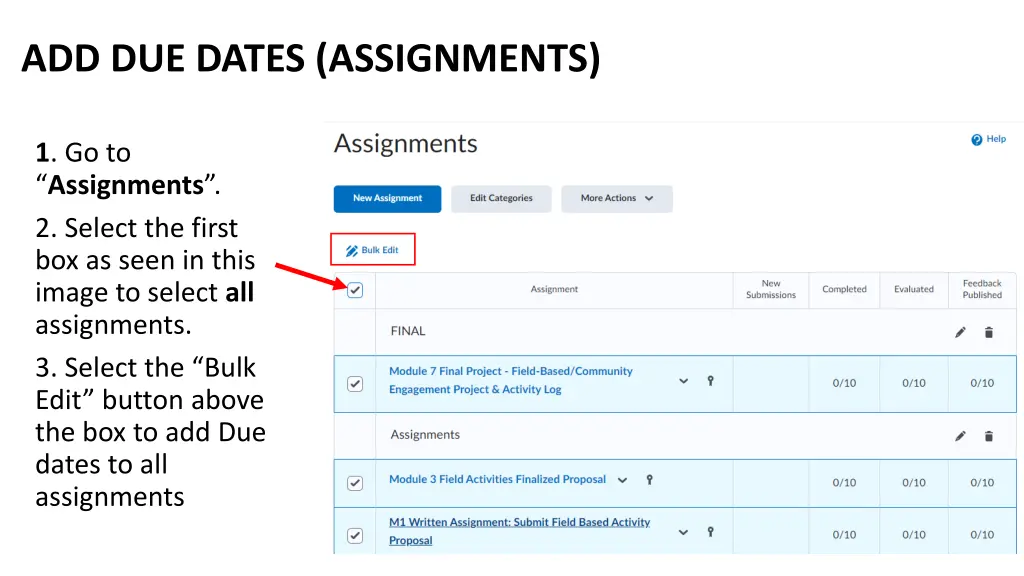 add due dates assignments