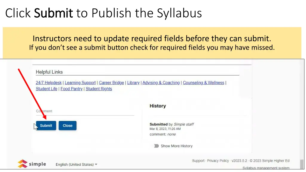 click submit submit to publish the syllabus