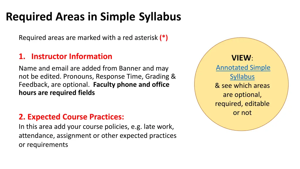 required areas in simple syllabus