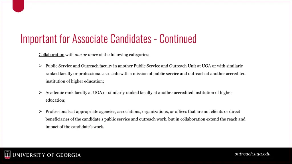 important for associate candidates continued