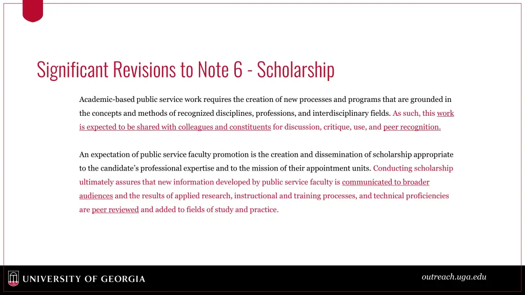 significant revisions to note 6 scholarship