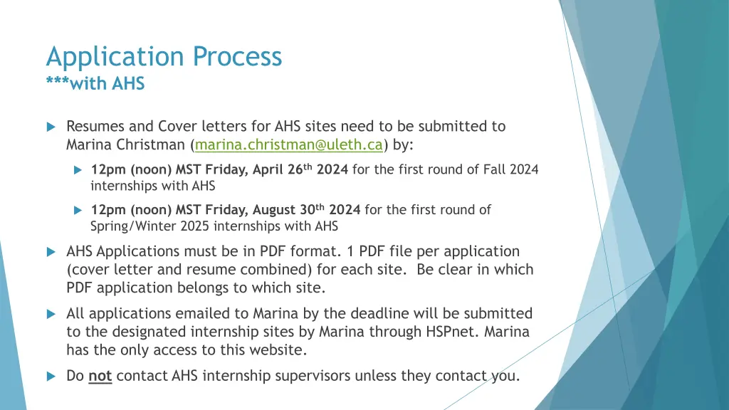 application process with ahs 1