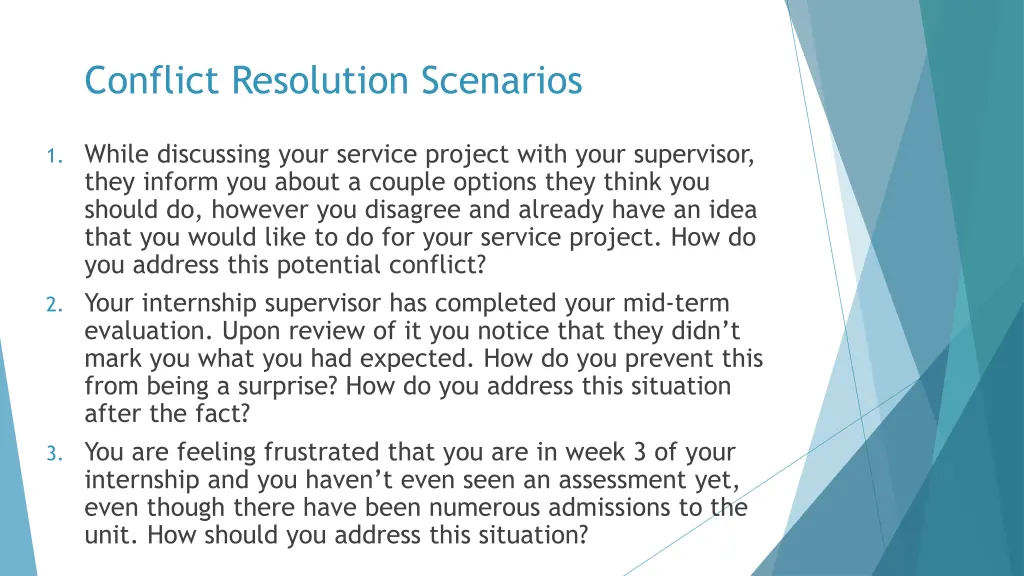 conflict resolution scenarios