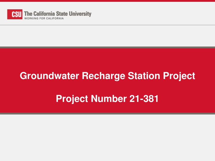 groundwater recharge station project