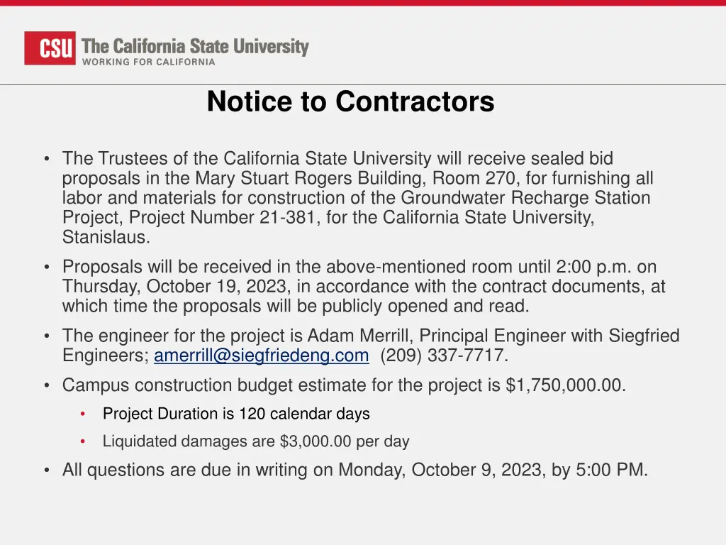 notice to contractors