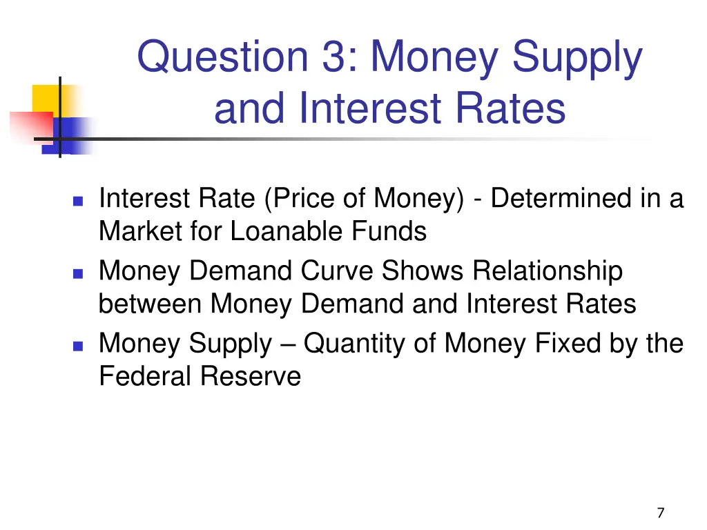 question 3 money supply and interest rates