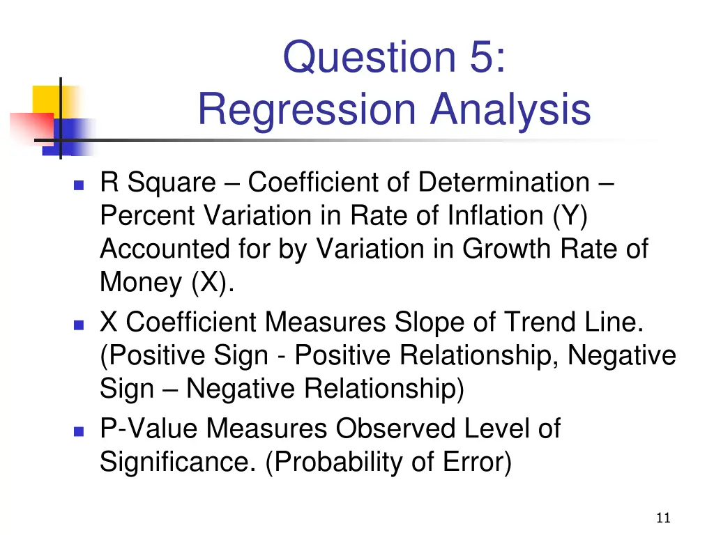 question 5 regression analysis 1