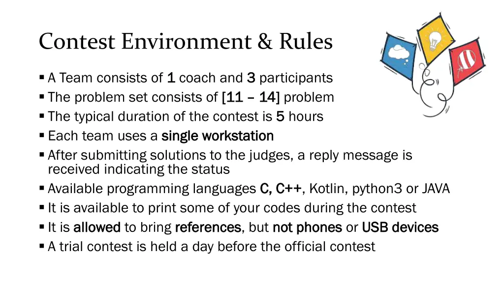 contest environment rules