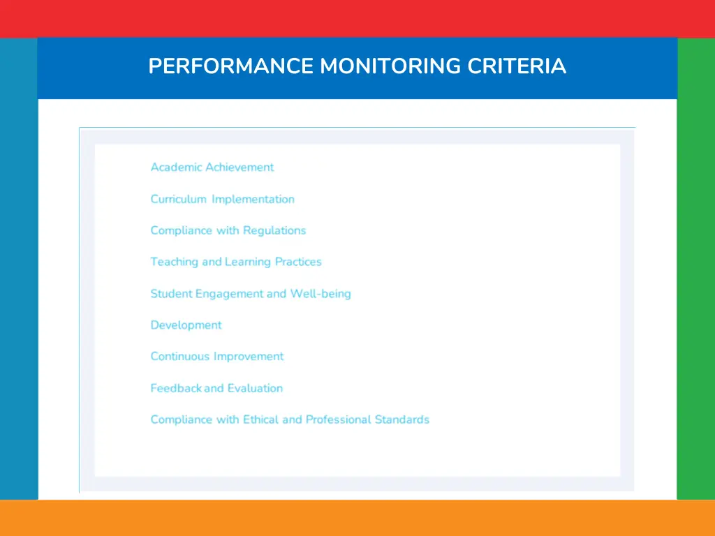 performance monitoring criteria
