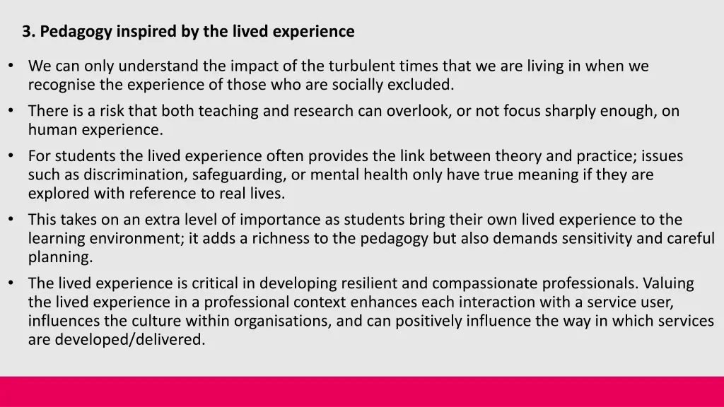 3 pedagogy inspired by the lived experience