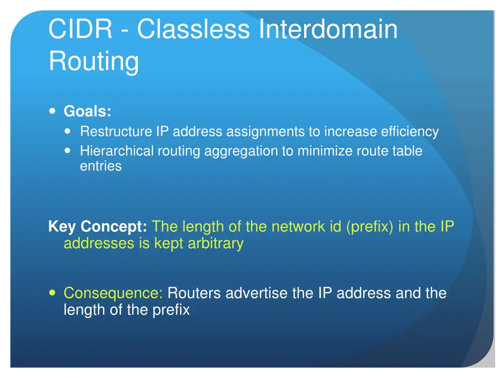 cidr classless interdomain routing