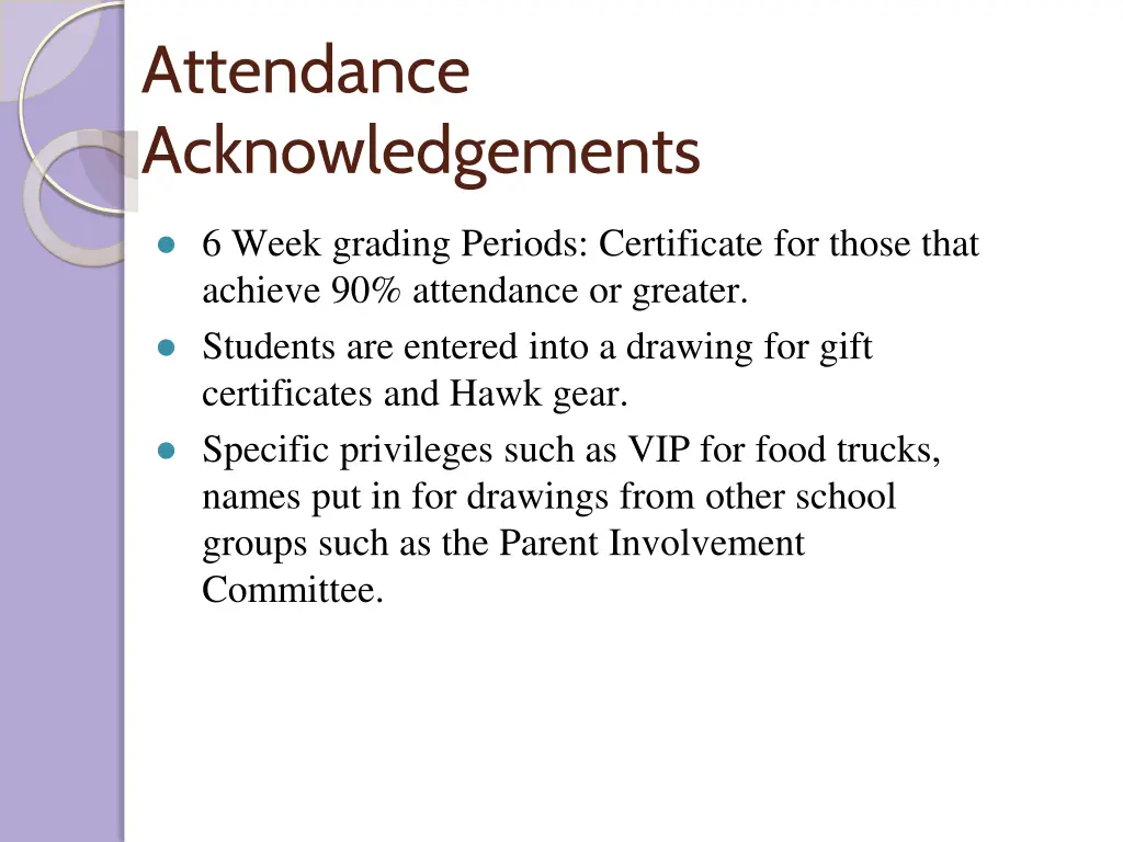 attendance acknowledgements