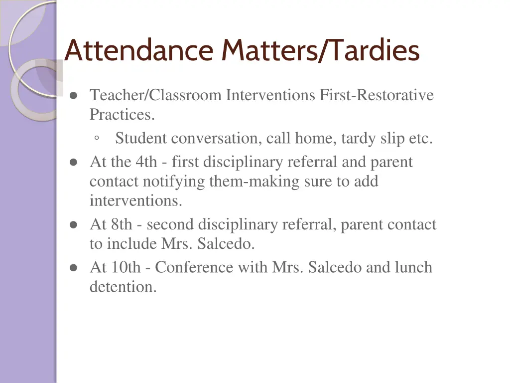 attendance matters tardies