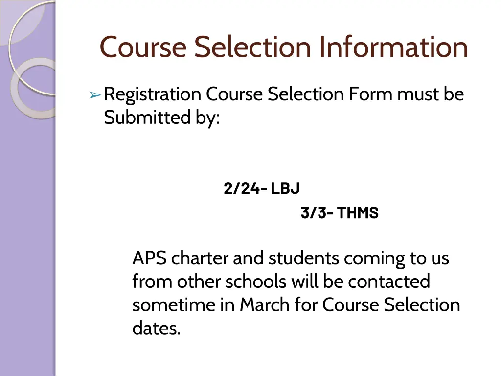 course selection information