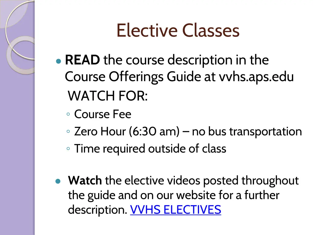 elective classes