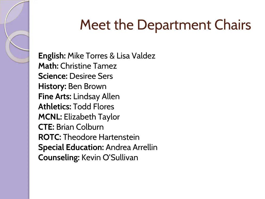 meet the department chairs