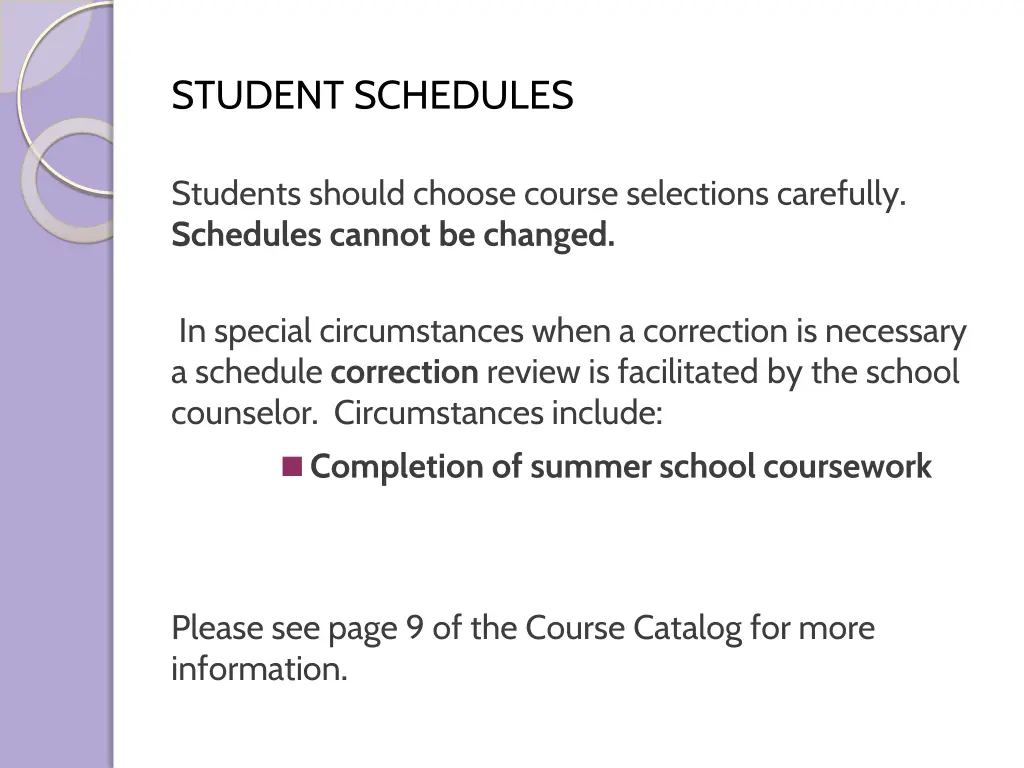 student schedules