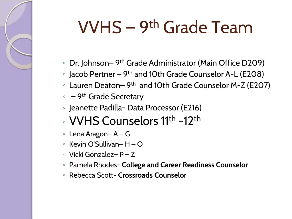 vvhs 9 th grade team