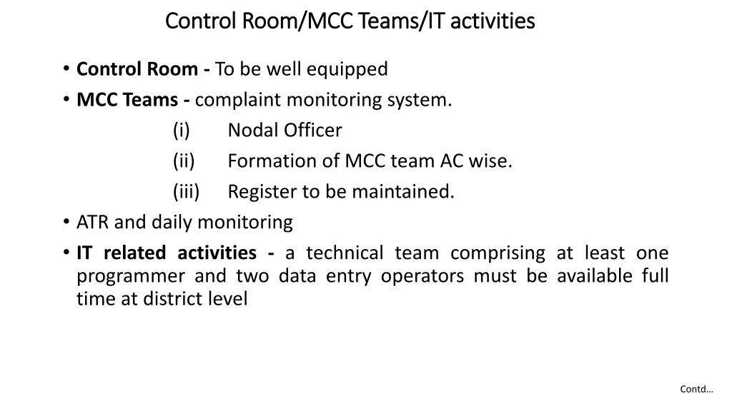 control room mcc teams it activities control room