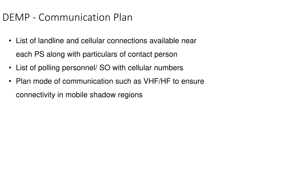 demp communication plan