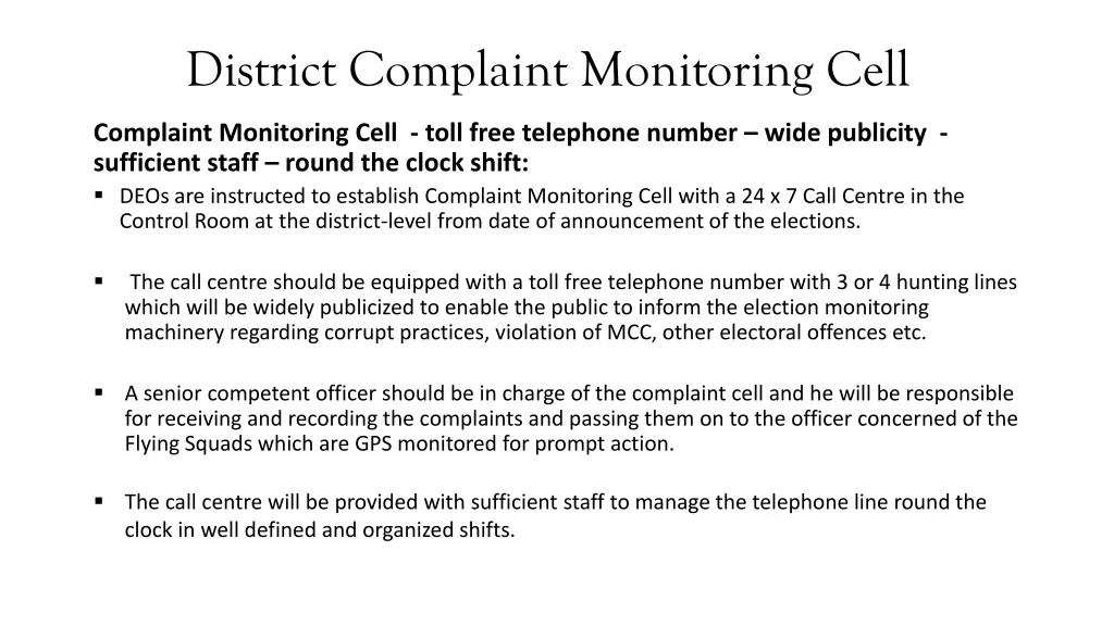 district complaint monitoring cell