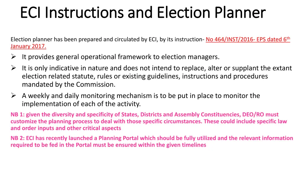 eci instructions and election planner