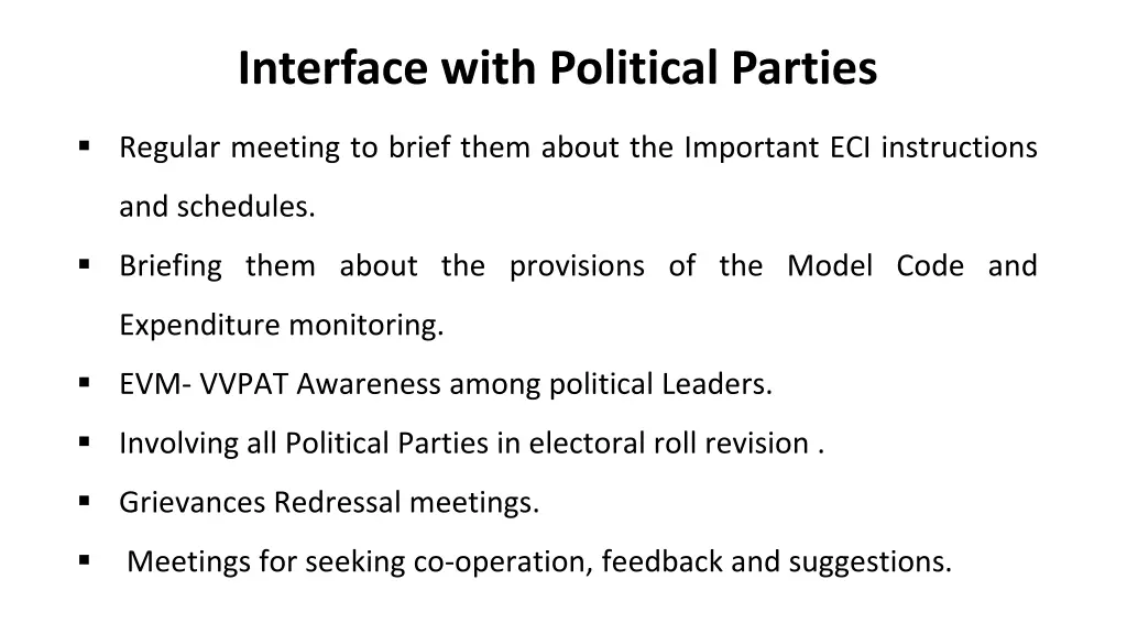 interface with political parties