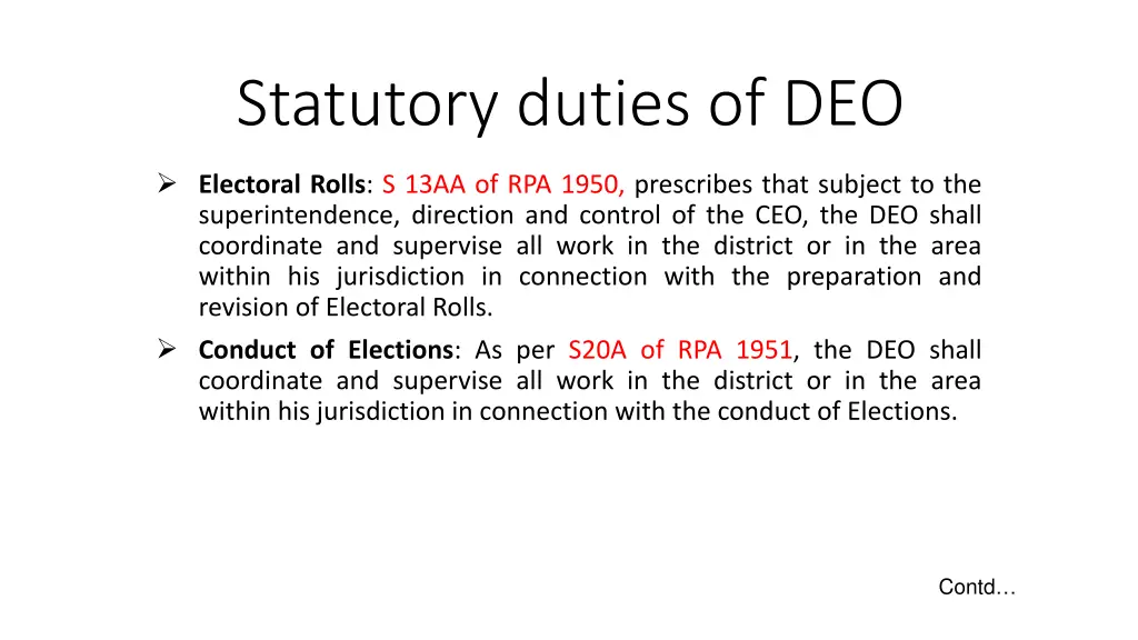 statutory duties of deo