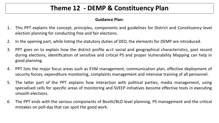 theme 12 demp constituency plan